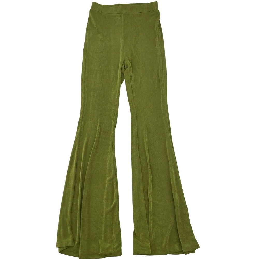 Princess Polly Women's Flare Pants Retro Olive Green Polyester US 4